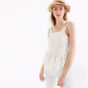 J Crew Tie Shoulder Eyelet Top